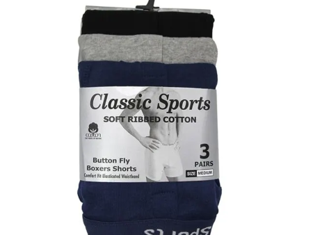 Classic Sports Plain 3 Pack Boxers Hot on Sale