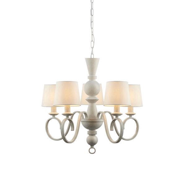 Amos Cotswolds Chandelier Distressed White with Shades Online Sale