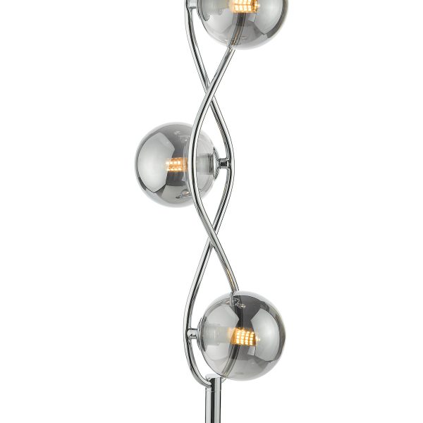 Dar Lysandra 4 Light Floor Lamp Polished Chrome and Smoked Glass Discount