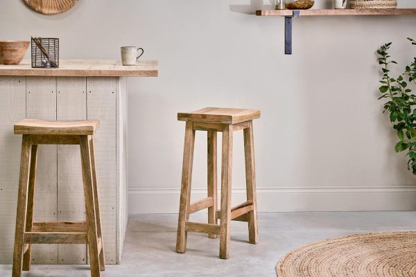 Nkuku Ambi Wooden Tall Stool Natural Discount