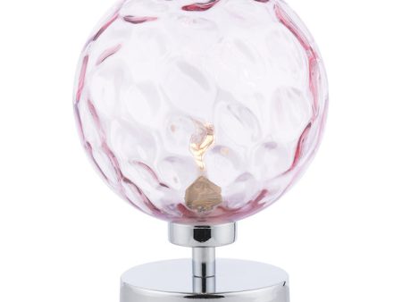 Dar Esben Touch Table Lamp Chrome with Pink Glass Online Hot Sale