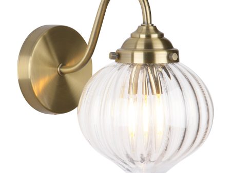 Dar Mya Wall Light Antique Brass and Glass For Cheap