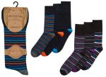 3 Pack  Fine Stripe Comfort Top Bamboo Socks For Discount