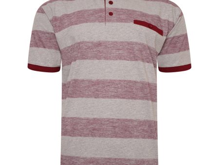 Broad Slub Stripe Polo Shirt For Cheap