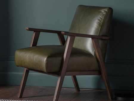 Amos Neyland Armchair Heritage Green Leather For Sale