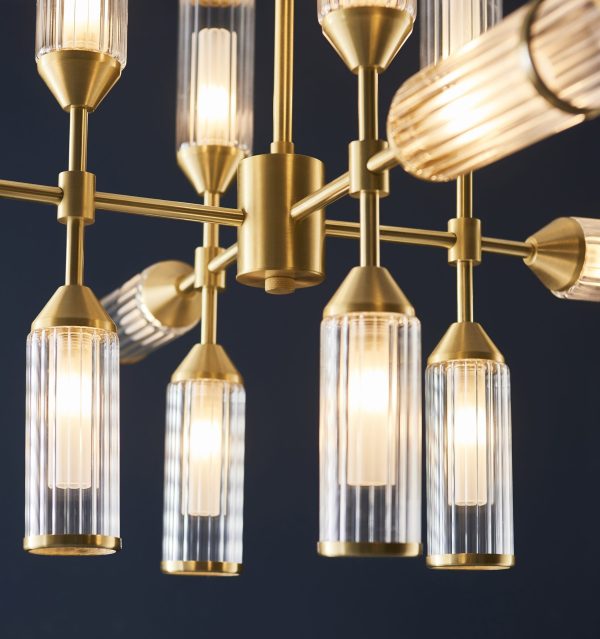 Amos Duchy 12 Light Pendant Satin Brass Online now