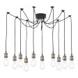 Dar Waco 10 Light Spider Pendant Black & Antique Brass on Sale