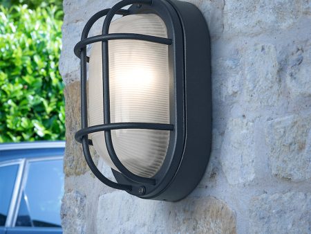 Dar Salcombe Outdoor Wall Light Oval Matt Black IP44 on Sale