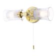 Dar Elba Bathroom 2 Light Wall Light Polished Gold Glass IP44 Supply