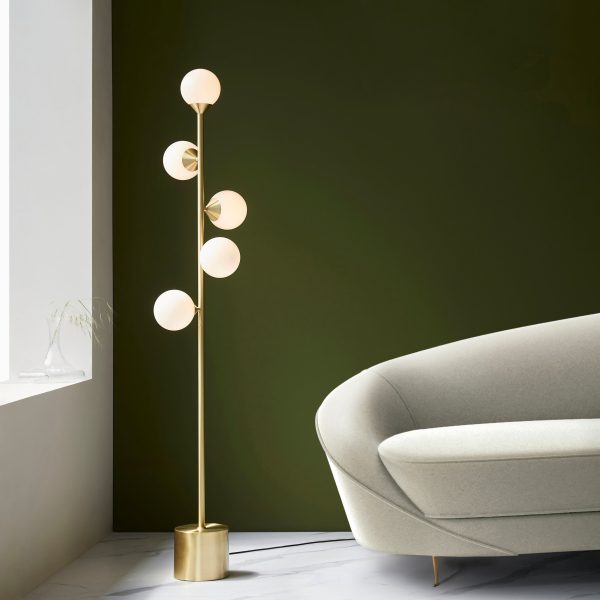 Amos Crib Floor Lamp Brushed Brass Hot on Sale