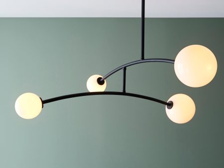 Amos Balance Ceiling Light Matt Black & Gloss Opal Glass For Sale