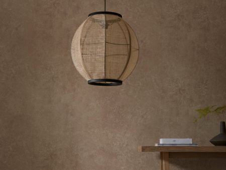 Endon Zaire Bamboo Linen Pendant Light Round For Sale