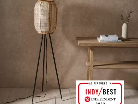 Endon Zaire Bamboo Linen Floor Lamp For Discount