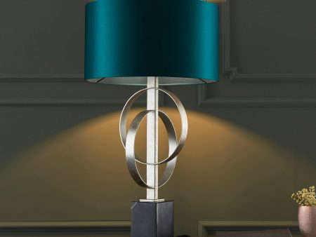 Amos Hatfield Table Lamp Antique Silver & Teal Sale