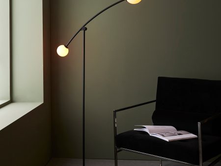 Amos Balance Floor Lamp Matt Black & Gloss Opal Glass Online