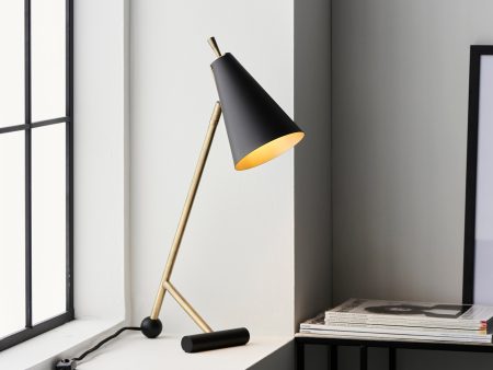 Amos Bachelor Table Lamp Antique Brass & Black Hot on Sale