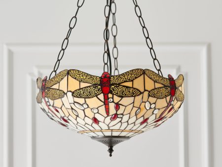 Tiffany Dragonfly Beige Inverted Chandelier Sale