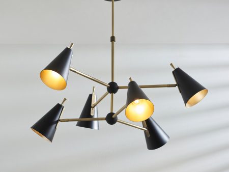 Amos Bachelor 6 Light Pendant Antique Brass & Black Hot on Sale