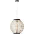 Endon Zaire Bamboo Linen Pendant Light Round For Sale