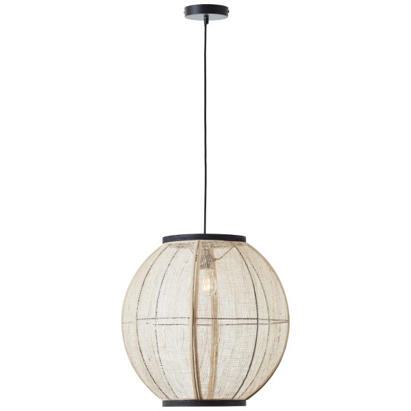 Endon Zaire Bamboo Linen Pendant Light Round For Sale