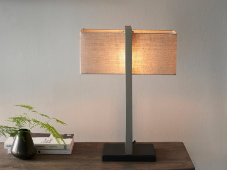 Amos Station Table Lamp Satin Nickel with Shade Supply