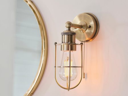 Amos Casket Bathroom Wall Light Antique Brass Sale