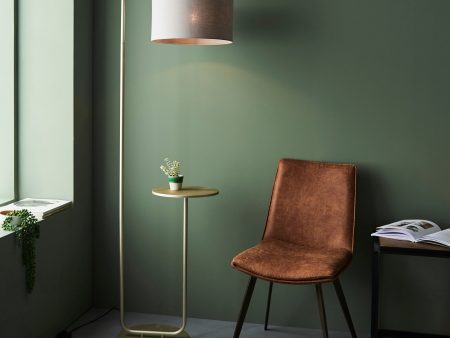 Amos Hybrid Floor Lamp with Table Satin Champagne on Sale