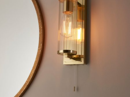 Amos Aeon Bathroom Wall Light Satin Brass For Cheap