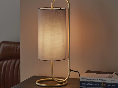 Amos Baluster Table Lamp Antique Brass & Grey Online now